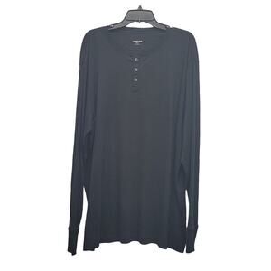 Lands End Mens XXLT 100% Cotton Long Sleeve Textured Stripe Henley Shirt